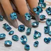 Rhinestones Mixtos K9 de Alta Calidad para Uñas, Rhinestones Brillantes Irregulares de Forma Irregular, Facetados Múltiples, Imitación Azul, Rhinestones Grandes para Uñas