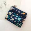 Porta-moedas estilo coreano feminino de tecido, carteira pequena de pano de mão, mini porta-cartões de tecido de algodão e linho, pequena bolsa de mão de lona fresca