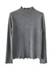 Lushi Estilo Coreano Media Cuello Alto Lunares Elegante Tejido Ropa de Punto Invierno Nueva Colección Chic Top Interior con Forma de Oreja Ss952