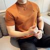 Fw346 Verano 2024 de Alta Calidad a la Moda Camiseta Bordada de Cuello Redondo Manga Corta Corte Delgado Estilo Juvenil