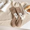 Meias Femininas de Outono e Inverno Meia-Bota Estilo Japonês Ins Salto Tridimensional Desenho Animado Cor Café Panda Aveludado Sem Costura Quentes Meias Femininas