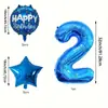 Set de Globos Azules de Papel de Aluminio Digitales de 32 pulgadas para Fiesta de Cumpleaños, Accesorios para Fotos, Suministros