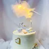 Decoração de Bolo Dia dos Namorados Cisne Preto e Branco Lindo Fio Branco Pérola Arame Ferro Cena de Festa Fantasia