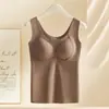Venda Direta de Fábrica Outono/Inverno Cor Sólida Sutiã com Bojo Fixo Colete Quente Toque Nu Modelador de Corpo Camada Base Quente Top Emagrecedor