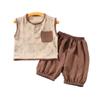 Traje de Chaleco Retro Estilo Western para Niños de Verano Moda Sin Mangas Estilo Nacional Conjunto Delgado de Dos Piezas para Niños y Niñas Pequeños y Medianos