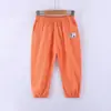 Calça Antimosquito Infantil, Algodão Puro, Estilo Verão Fino, Corte Amplo com Bolsos, Calça Harem para Bebês, Calça Longa Casual de Algodão e Linho para Meninos e Meninas