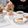 Platos con Dibujo de Línea Pintados a Mano, Platos de Cerámica Sencillos con Color Bajo Esmalte para Cena, Vajilla para Hotel y Hogar, Color Bajo Esmalte Estilo Nórdico