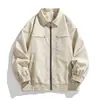 Jaqueta Casaco Masculino de Couro Estilo Americano Retrô para Primavera e Outono Novo Versátil para Homens e Mulheres Lapela Moda Marca de Moda Casaco Masculino