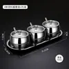 Aço Inoxidável 304 Potes de Temperos Conjunto Combinado para Cozinha Saladeira Doméstica Garrafas Caixa de Temperos para Pimenta Lata de Temperos com Colher
