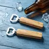 Abrebotellas de Cerveza de Acero Inoxidable Abrebotellas de Cerveza con Mango de Madera Abrebotellas de Madera para Cerveza Abrebotellas de Cerveza de Madera Maciza