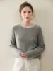 Otoño e Invierno 2025 Casual y de Moda Cuello Redondo Mangas Raglán en Contraste Tejido de Cachemir para Mujer Versátil Prenda Base de Punto