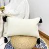 Funda de Cojín Amazon Home Ins Escandinava Trenzada con Borlas Funda de Cojín Lumbar de Cuero Empalmado Estampado