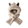 Chapéu de inverno com orelhas de raposa fofas cachecol infantil cachecol grosso quente forrado com fleece frio dois
