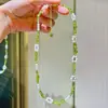 Collar trenzado de cristal artificial de alta calidad, alto brillo, perla, peridoto natural, cadena para la clavícula