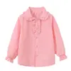 Camisa directa de fábrica, nuevo modelo 2026 para niñas, cuello de encaje, estilo de botones, puños elásticos, estilo dulce y de moda