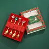 Utensilios de Cocina Navideños de Dibujos Animados Creativos Acero Inoxidable 410 Cuchillo y Tenedor Regalo Festivo Cuchara para Remover Café Postre