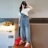 Conjunto de overol para niña verano 2026 nuevo verano para niños jeans niña niño mayor estilo callejero pantalones holgados