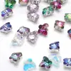 Cuentas de cristal con baño de color base de mariposa con agujero central de 8 MM, accesorios para joyería DIY, pendientes, collar, pulsera, material de accesorios