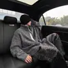 Otoño e Invierno Meila Retro Gris Oscuro Estilo Perezoso Holgada Cremallera Prendas de Punto Chaqueta para Hombre Ins Cuello Alto Cálida Prendas de Punto