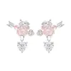 Moda Estilo Coreano Zirconia Corazón de Cupido Uvas Aretes de Botón Nicho Exquisito Gama Alta Dulce Fresco Versátil Arete