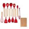 Conjunto de utensílios de cozinha de silicone com 12 peças, colher de cozinha com cabo de madeira, pá, utensílios de cozinha de madeira, barril, utensílios de cozinha, colher de legumes, colher de sopa
