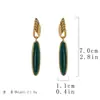 Pendientes Colgantes Esmeralda Vintage de Qingdao Pendientes Artísticos Retro de Nicho Pendientes de Botón Versátiles de Moda Sensación de Lujo Ligero de Alta Gama