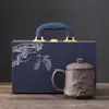 Xícara de Chá de Argila Roxa com Padrão de Águia Pintado a Ouro, Separador de Chá, Caneca de Escritório, Novo Estilo Chinês, Presente Corporativo, Xícara para Preparo de Chá
