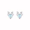 Pendientes de astas de plata de ley 925 para mujer, exquisitos pendientes de reno navideños de piedra lunar, pendientes Mori Sweet.