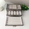 Caja de Almacenamiento de Joyería de Acrílico Transparente Gris Tipo Cajón a Prueba de Polvo para Anillos, Pendientes, Collares, Pulseras - Caja Multifuncional de Terciopelo