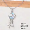 Colar de Aço Inoxidável Pingente de Lua Fresca e Sonhadora Estrela de Quatro Pontas Coração Cetro Borboleta Colar Feminino da Moda para o Dia a Dia