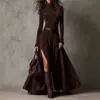 2025 Transfronterizo Amazon Otoño e Invierno Estilo Elegante Moda Europea y Americana Temperamento Commuter Cuello Alto Vestido Largo