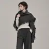 Tamanho grande, combinado com um casaco, cachecol triangular de lã mista de cor sólida para mulheres com franjas, xale de tricô, outono/inverno, com um toque boêmio