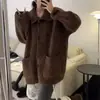 Cardigan Suéter de Tamanho Grande Estilo Coreano Preguiçoso para Mulheres Outono e Inverno Novo Top de Tricô Macio Waxy Solto de Alta Qualidade Jaqueta