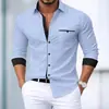 Estación Independiente de Amazon Transfronteriza Camisa para Hombre Bloque de Color Casual Cómoda Diaria Vacaciones Estampado Manga Larga Cuello Camisa