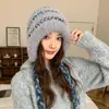 Gorro de Punto Cacuss para Mujer para Otoño e Invierno, Nuevo Gorro Holgado de Bloques de Color de Moda con Protección para las Orejas y Calidez