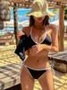 2025 Bikini Simple Nuevo para Mujer Dividido Triángulo Bolsa Pantalón Cintura Baja Tira Traje de Baño Sexy Europeo y Americano Bikini