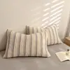 Fundas de Almohada de Algodón y Lino Rayadas Estilo Sencillo, Fundas de Almohada de Algodón Puro para el Hogar, Fundas de Almohada Transpirables 48X74cm, Juego de Dos