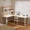 Mesa de Canto em L Mesa de Computador Mesa de Trabalho Mesa de Canto para Casa Estante Integrada Quarto Mesa para Meninas Bancada