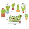 Tarjeta de inserción para pastel tema cactus simple mesa de postres fiesta Mori decoración de enchufe para pastel de cumpleaños