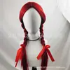 Peluca Transfronteriza Halloween Cosplay Juego de Rol Peluca Accesorios Peluca Roja Trenza Doble con Lazo