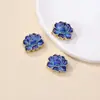 Cobre puro dorado cloisonné azul quemado flor de loto exquisitas cuentas de joyería de cloisonné dorado accesorios de loto hechos a mano para bricolaje