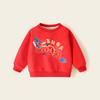 Suéter forrado de polar para niños y niñas 2024 nuevo niños y niñas infantil rojo festivo cálido una pieza terciopelo top infantil