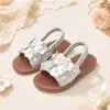 Sandalias Elásticas de Flor de Perla para Niñas Suela Suave Antideslizante Punta Abierta Dulce Estilo Princesa Sandalias Infantiles