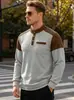 Sudadera con capucha para hombre, color gofre, bloques de color, mangas raglán, comercio exterior, talla grande TK, cuello alto, bolsillo de parche, manga larga, suéter deportivo