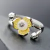 Nafoge joyería de plata al por mayor anillo de plata de ley 925 con incrustaciones de jade blanco natural anillo de plata con apertura de pétalo retro para mujer