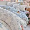 Conjunto de Pijama para Bebê e Mãe de Algodão Puro Quatro Peças ins Desenho Animado Fresco Fofo Lençol de Elástico de Algodão Puro Capa de Edredom Individual Três Peças para Dormitório