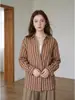 "Versión Correcta" Camisa de Lino Rayado Teñido en Hilo Estilo Old Money para Mujer Otoño/Invierno 2026 Top Casual Simple de Manga Larga