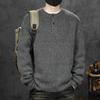 Suéter com Gola Henry Estilo Americano para Homens, Novo Estilo Primavera e Outono, Casual Solto Tendência Preguiçoso, Cardigan de Tricô Quente Engrossado