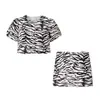 Verão Transfronteiriço Nova Roupa Feminina Estilo Europeu e Americano Moda Simples Camisa de Manga Curta Top e Conjunto de Saia