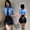 Policía sexy caliente OL estilo hermana real lencería juego de roles azafata falda de cuero ajustada a la cadera al por mayor